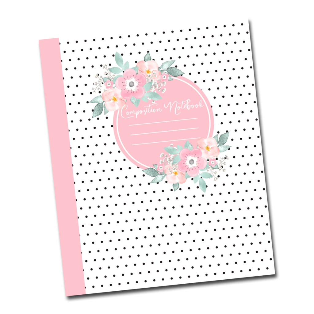 Girls Pink Flower Composition Notebook Journal