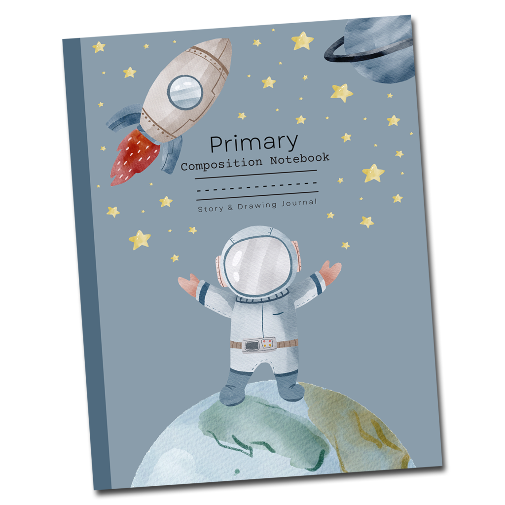 boys space themed primary composition drawing notebook