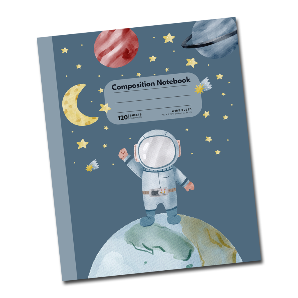 space themed composition notebook for boys