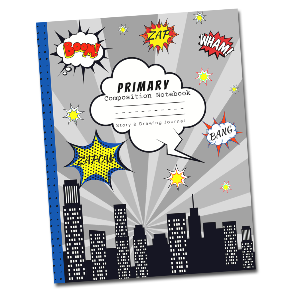 boys superhero primary composition drawing notebook