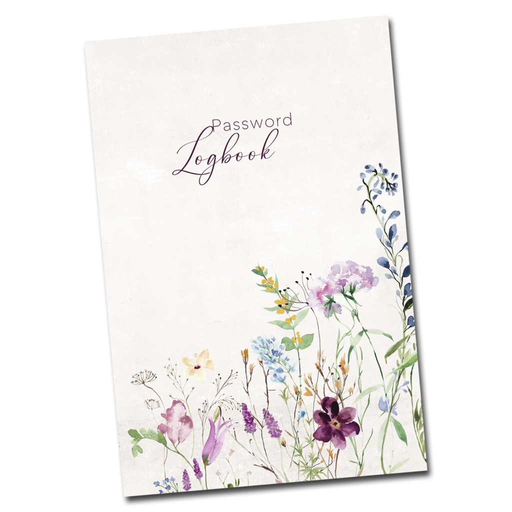 wildflower password journal, password notebook for women